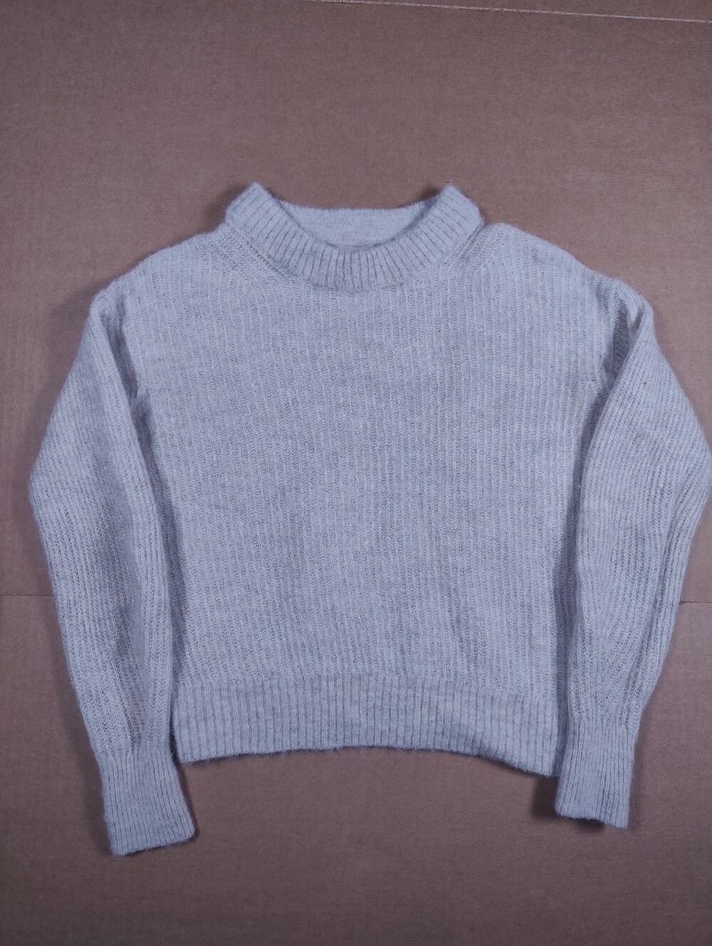 Everlane Womens Light Gray Ribbed Knit Alpaca Wool Relaxed Sweater Size XXS